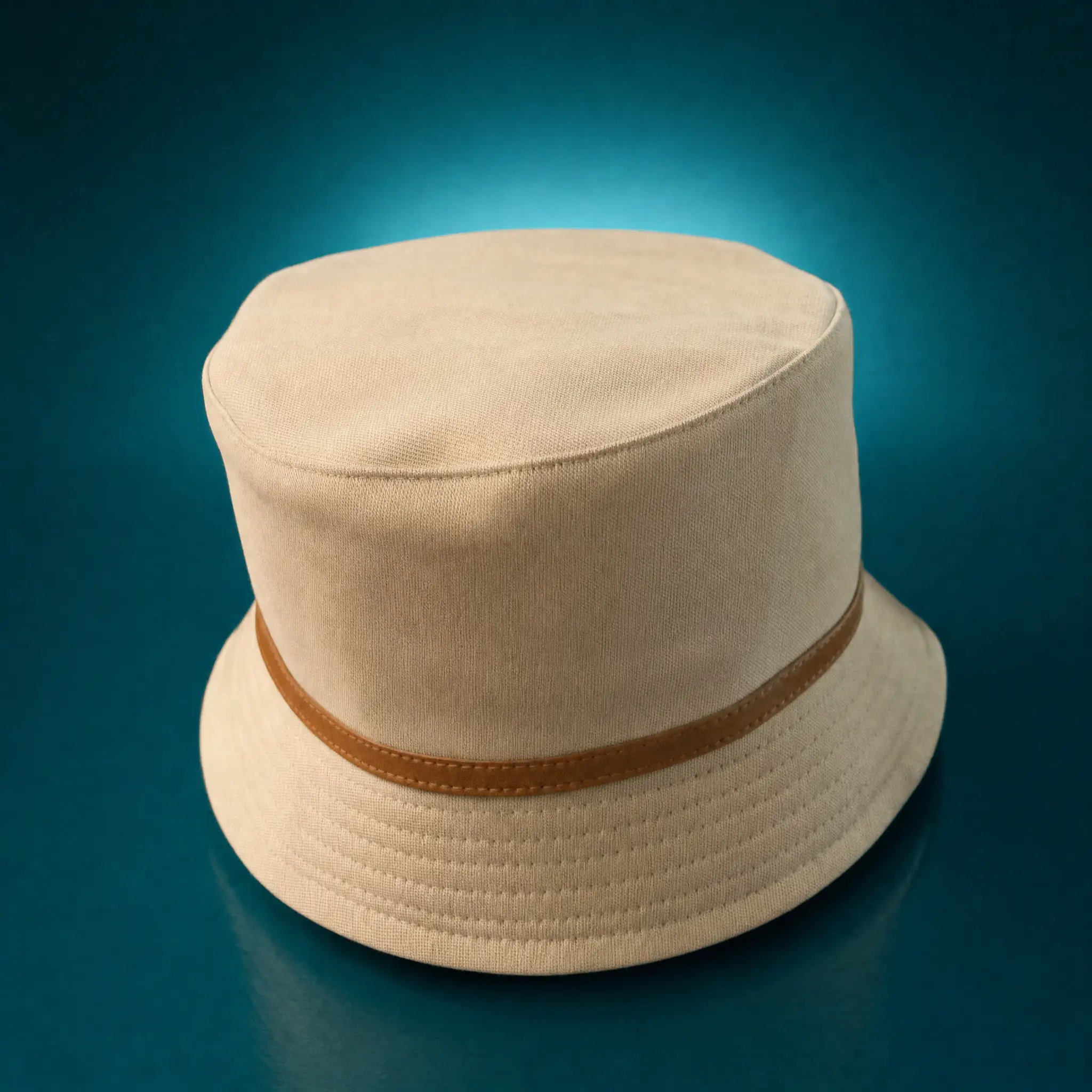 The same hat on a deep teal backdrop