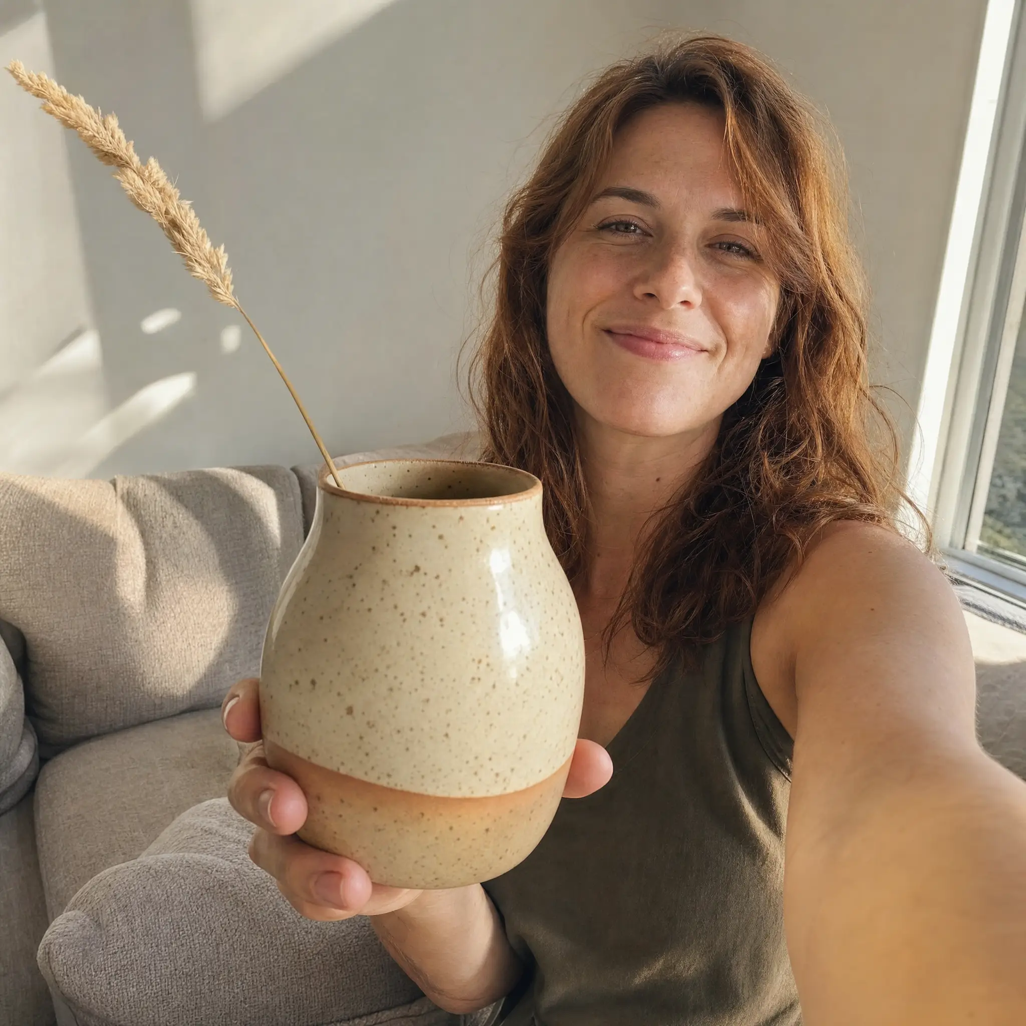 The same vase held up to the camera, filmed the way a customer would